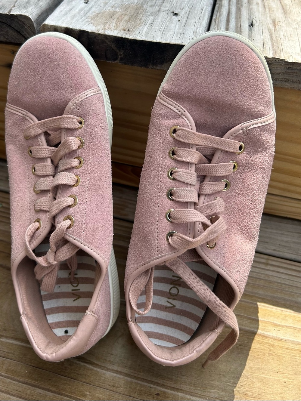 Vionic Brinley Pink Suede Comfort Sneakers | Size 8.5 Wide EUC